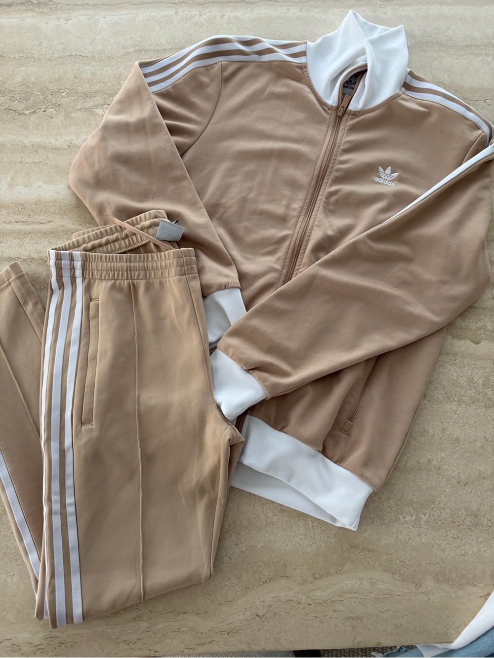 Adidas Tan Track Jacket and Pants Set